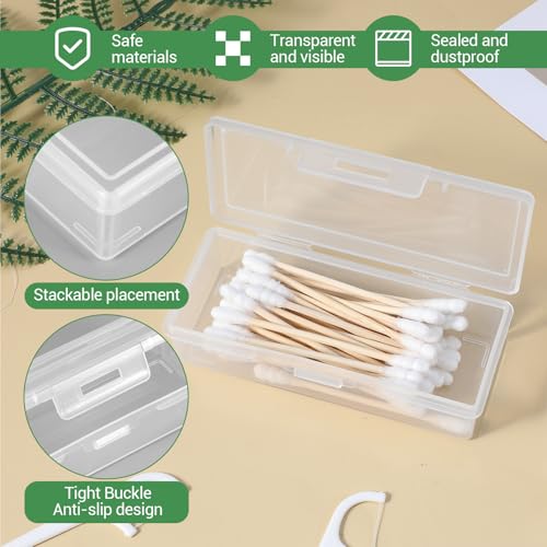 Sibba 3 x Plastic Cotton Swab Holder Clear Small Dental Floss Picks Storage Box Flossers Cotton Pad Holder with Dustproof ...