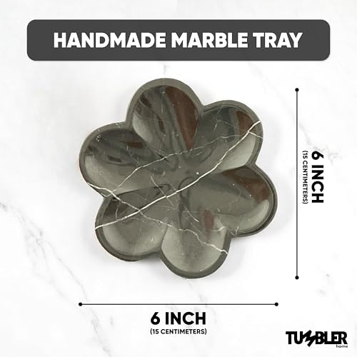 Tumbler Home Marble Jewelry Dish, Jewelry Trinket Dish for Rings Necklaces, Earrings, Accessories, Catchall Stone Tray Han...
