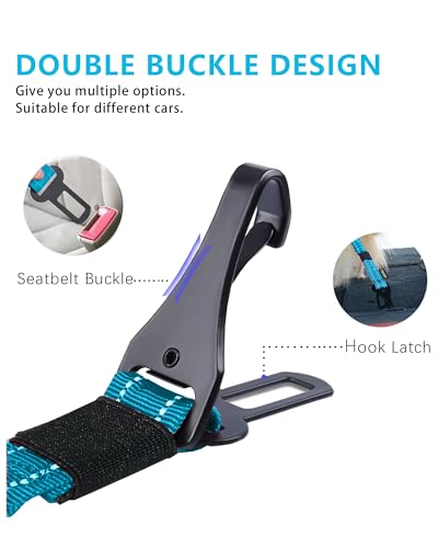 AUBELL Dog Seat Belt for Car,2 Pack Set 3-in-1 Adjustable Reflective Bungee Heavy Duty Dog Car Harness Tether with Clip Ho...
