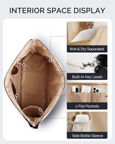 HOMESPON Large Waterproof Beach Bag for Women Pool Bags with Wet Compartment Lightweight Tote for Work Travel Weekends
