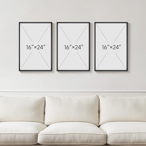 Framed Neutral Abstract Wall Art, Set of 3 Modern Canvas Prints Paintings Artwork for Walls, Minimalist Black and Beige Pi...