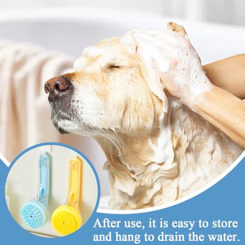 Dog Bath Brush, 2 in 1 Pet Bath Brush Soft Dog Scrubber for Bath with Built-in Shampoo Dispenser for Long Short Haired Dog...