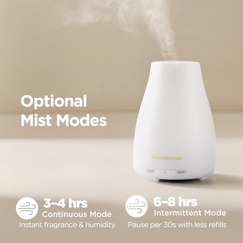 InnoGear Essential Oil Diffuser, Ultrasonic Diffusers for Home Aromatherapy Humidifier for Bedroom Room 7 Colors LED 2 Mis...