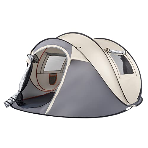 4 Person Easy Pop Up Tent for Camping,Waterproof Automatic Setup 2 Doors-Instant Family Tents with Vestibule & Porch, Larg...