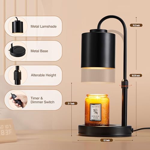 CASTLELIFE Candle Warmer Lamp with Timer & Dimmer, Height Adjustable Electric Wax Melt Warmer for Jar Candles, Gifts for M...