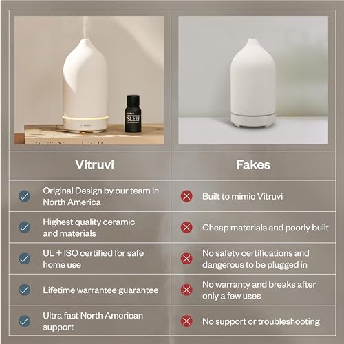 Vitruvi Stone Diffuser, Ceramic Ultrasonic Essential Oil Diffuser for Aromatherapy | Ceramic Diffuser, Diffusers for Home,...