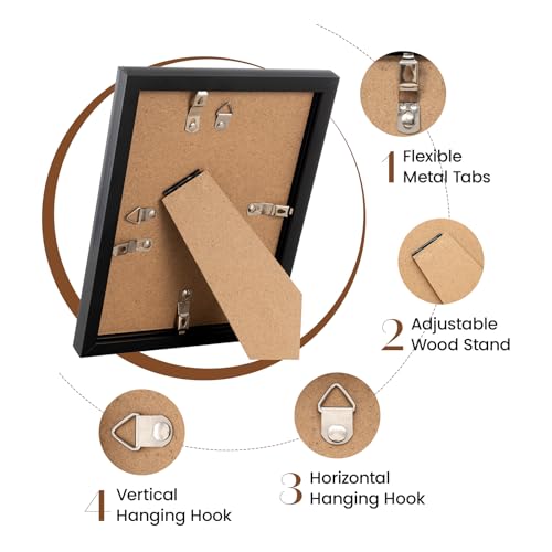 5x7 Picture Frame Set of 5,Display 4x6 Pictures with Mat or 5x7 without Mat, Black 4x6 Photo Frames Tabletop or Wall Mount...