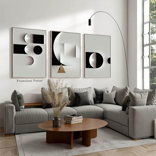 Abstract Geometric Canvas Wall Art Minimalist Black and White Geometric Poster Prints Modern Abstract Geometric Canvas Bla...