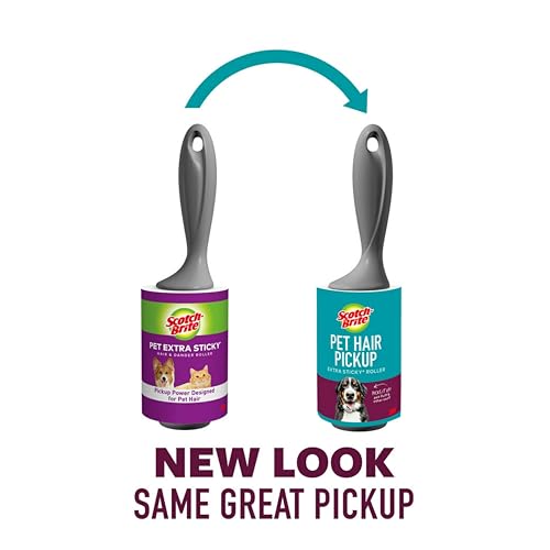 Scotch-Brite Pet Hair Pickup Extra Sticky Lint Roller, Designed for Removing Fur + Fluff on Couches, Clothes, Dog and Cat ...