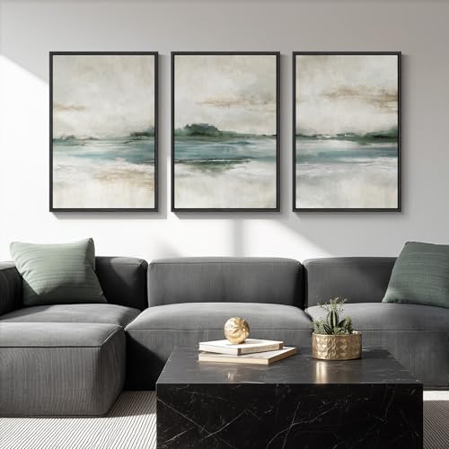 Large Framed Abstract Nature Landscape Wall Art for Living Room, Set of 3 Modern Canvas Prints Paintings Artwork for Wall...