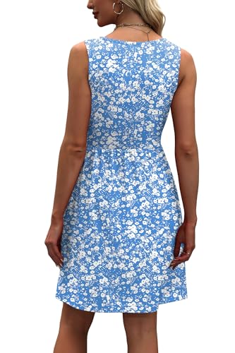 WIHOLL Women's Summer Dress 2026 A-Line Sleeveless Casual Sundress with Pockets Floral/Solid