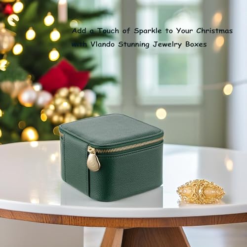 VLANDO Travel Jewelry Box Organizer – Portable PU Leather Jewelry Case with 6/8/12 Zippered Pouches, Compact Storage for E...