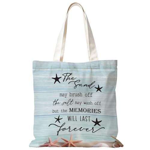 YRDBGHZDF Rustic Coastal Beach Tote Bag, Beach Lover Gifts Canvas Tote Bags for Women, Ocean Themed Gifts, the Sand May Br...