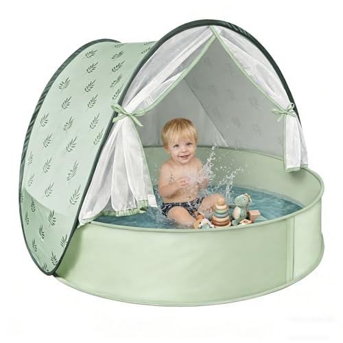 Baby Beach Tent with Pool, 3-in-1 Upgrade Pop Up UPF 50+ Sun Protection Shelter with Mosquito Net Babies Toddlers Portable...