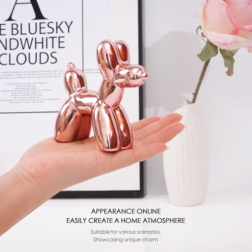 Notakia Cute Ceramics Pink Balloon Dog Statue Crafts Living Room Desktop Decorations,Handmade Modern Small Ceramic Animal ...