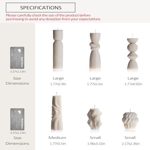6 Pcs Small Handmade Ribbed Pillar Candle Set, Soy Wax Modern Home Decor for Living Room Bedroom, Aesthetic Table & Shelf ...