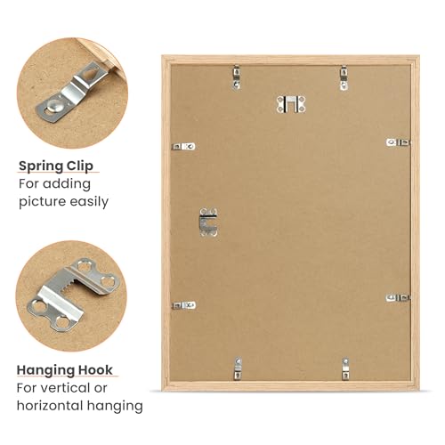upsimples 12x16 Frame, Natural Solid Wood Picture Frames, Display 8.5x11 with Mat or 12 x 16 Without, Vertical & Horizonta...