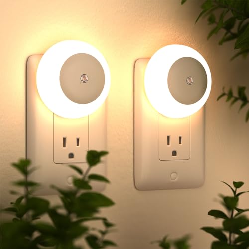 fesnne Night Light, Night Lights Plug into Wall, Dusk to Dawn Sensor Warm White Led Night Light 0.5W, 2 Pack Nightlight fo...