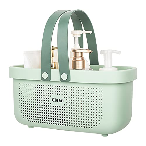 JiatuA Plastic Storage Basket with Handle Portable Shower Caddy Tote Organizer Basket Bin for Bathroom Kitchen Dorm Room B...