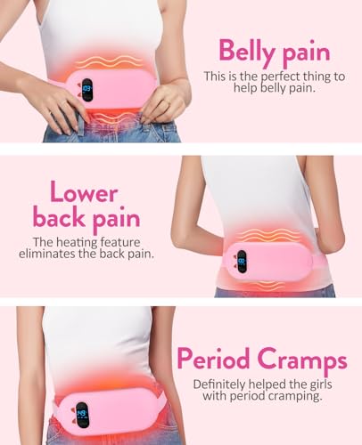 Electric Heating Pad, Portable Cordless Menstrual Heating Pad with 6 Heat Levels and 6 Massage Modes, Fast Large Heating B...