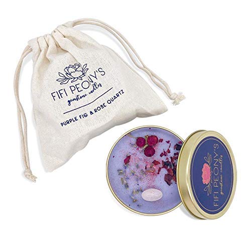 Fifi Peony's Gemstone Candles - Infused with Healing Rose Quartz Crystals and Hand Placed Dried Flowers. Scented with Soot...