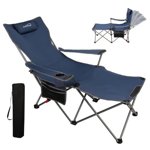 Colorsoul Reclining Camping Chair w/Foot Rest, Adjustable 90°- 135° Lounge Beach Chair for Adults, Heavy Duty Outdoor Fold...