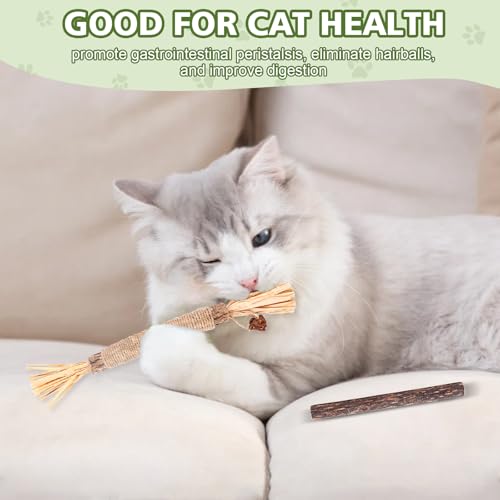WOUSEDO 6 Pack Silvervine Sticks Cat Toy, Natural Chew Stick for Dental Care Teeth Cleaning,Matatabi Cat nip Treat Toys fo...