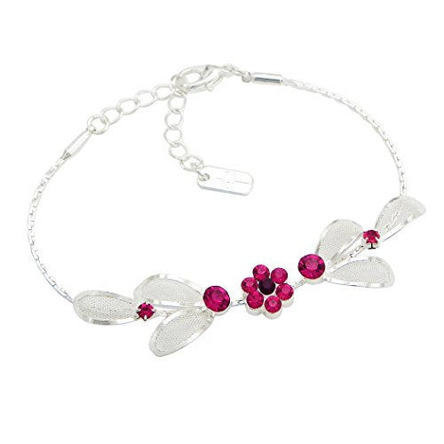 Rosemarie Collections Women's 3 Piece Rhinestone Crystal And Metal Mesh Floral Statement Necklace Bracelet Earring Jewelry...