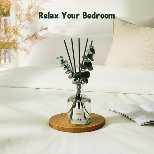 COCORRÍNA Wild Mint & Eucalyptus Reed Diffuser – 6.76 oz Essential Oil with 8 Reeds & Real Eucalyptus Sticks, Home Fragran...