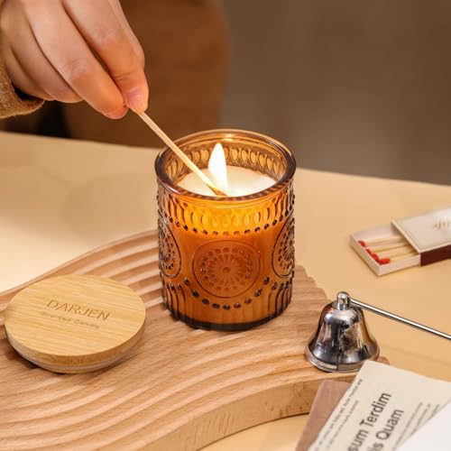 DARJEN Sandalwood Candles for Home- 5.3oz 35H Natural Soy Wax Aromatherapy Jar Candle with Strong Scent, Decorative Aesthe...