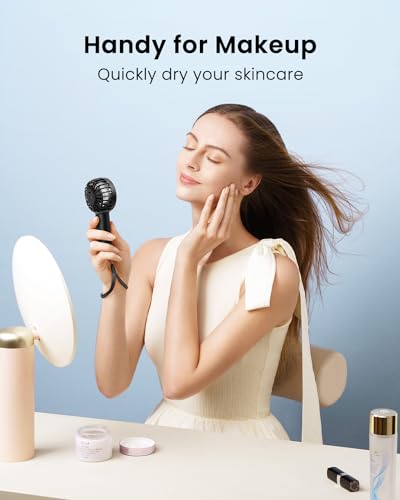 Gaiatop Mini Portable Handheld Fan, 3 Speed Powerful Battery Operated, Small USB Rechargeable Personal Fan for Makeup Eyel...
