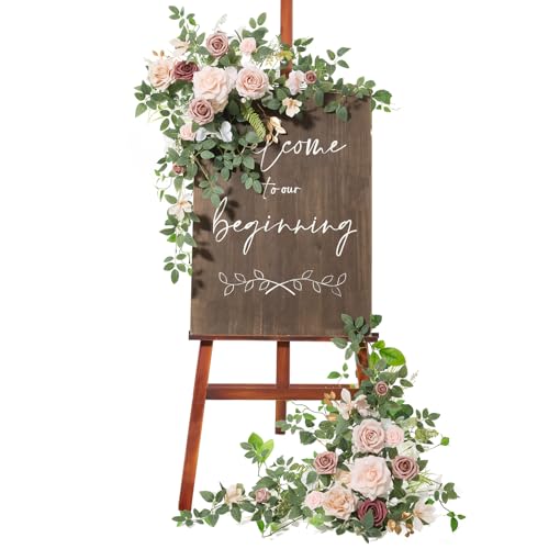 Ling's moment 2pcs Wedding Flowers Garland Artificial Floral Swag Arch Decorations Greenery Arrangements Dusty Rose Cream ...
