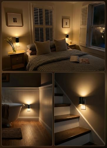 Brightown 2 Pack Night Lights Plug Into Wall, Modern Night Light with Rotating Plug, Dusk to Dawn Sensor, 0-100LM Stepless...