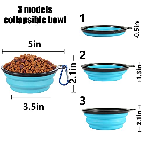 SLSON Collapsible Bowl with Cover Lids,2 Pack Dog Travel Bowls Portable Foldable Cat Water Dish Bowl for Pets Walking Park...