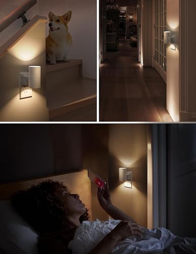 L LOHAS LED Night Light Plug in, Night Lights Plug into Wall, Light Sensor, 0-100LM Soft White 3000K, Dimmable Night Ligh...