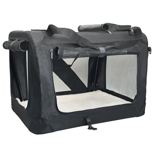 Fhiny Large Cat Carrier for 2 Cats, 24"x17"x17" Soft Dog Crate Collapsible Portable Travel Pet Carrier Bag Durable Breatha...
