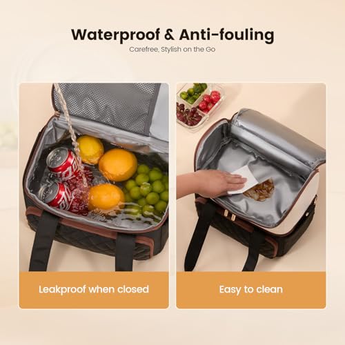 LOVEVOOK Insulated Lunch Bag For Women,Large Double Deck Adult Lunch Box,Teacher Lunch Tote Bag With Cup Holder,Leakproof ...