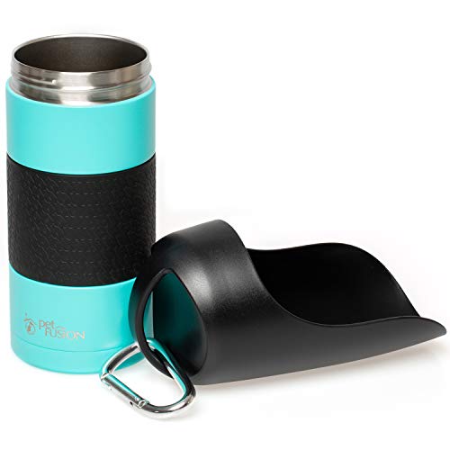 PetFusion Portable Dog Water Bottle & Dispenser (New-Large 22oz Dispenser) Insulated 2 Wall Stainless Steel- Optimal Cool ...