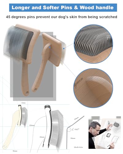Petqueen Dog Slicker Brush for Large Dogs, Professional Doodles Brush for Poodles, Goldendoodles and Labradoodles - Easy t...