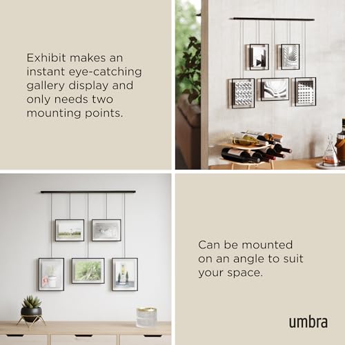Umbra Exhibit Picture Frame Gallery Set, Adjustable Wall Collage Displays Five Photos (Two 4x6" and Three 5x7"), Set of 5,...