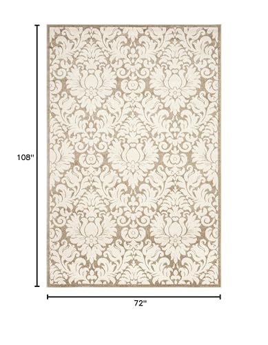 SAFAVIEH Amherst Collection Area Rug - 6' x 9', Wheat & Beige, Floral Damask Design, Non-Shedding & Easy Care, Ideal for H...