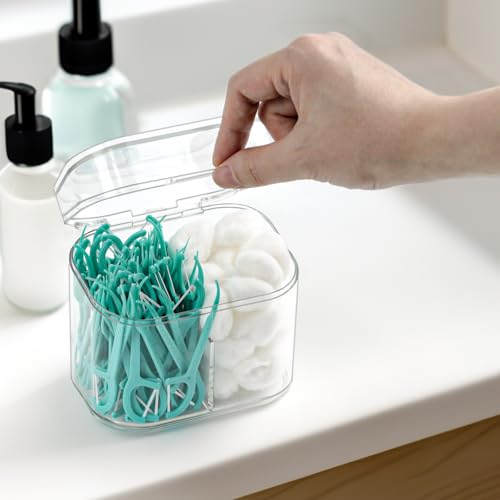 Clear Bathroom Organizer, 2-Size Essentials Set for Hail Accessories & Beauty Supplies,Cotton Swabs,Balls,Pads - Small Cle...