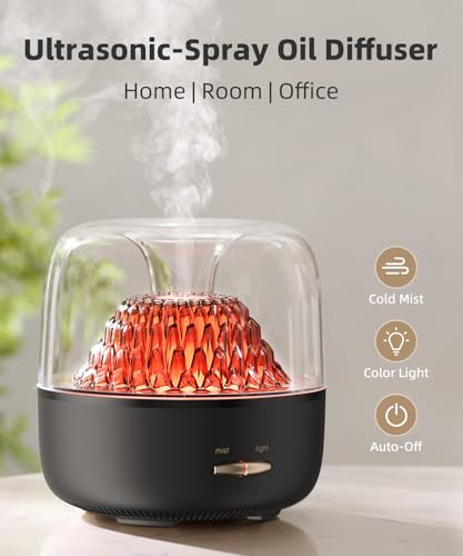 KinYiLO Small Essential Oil Diffuser for Home, Stylish Volcano Mountain View & Colorful Lighting, Aromatherapy Aroma Diffu...