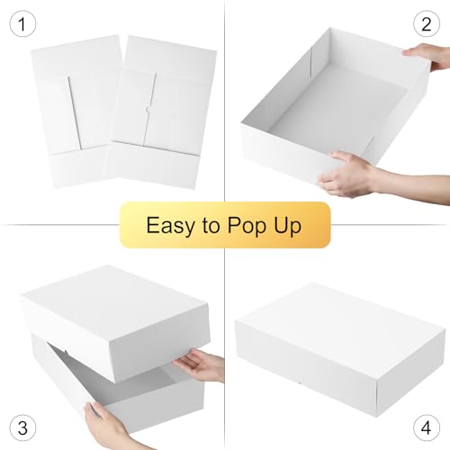 Ocmoiy 8 Pack Large Gift Boxes with Lids, 17 x 11 x 4 Inches Extra Deep White Gift Boxes for Presents, Auto Pop-up Clothes...
