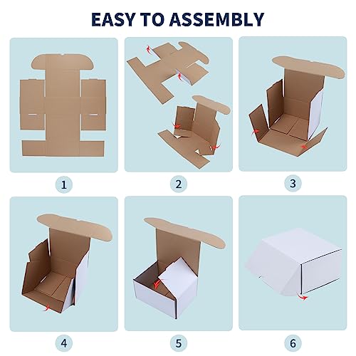 WIFTREY 50 Pack 7x5x4 Shipping Boxes for Small Business Packing, White Corrugated Cardboard Mailer Boxes for Shipping Mailing