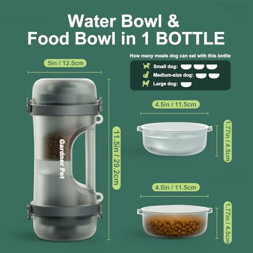 Gardner Pet Portable Dog Water Bottle&Food Container (49.6oz) – Leakproof Travel Water Bottle for Medium/Large Dogs (30+ l...