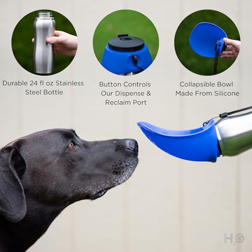 Portable Dog Water Bottle, 24 oz, Stainless Steel, Convenient Pet Water Dispenser, Collapsible Travel Bowl, Walking, Hikin...