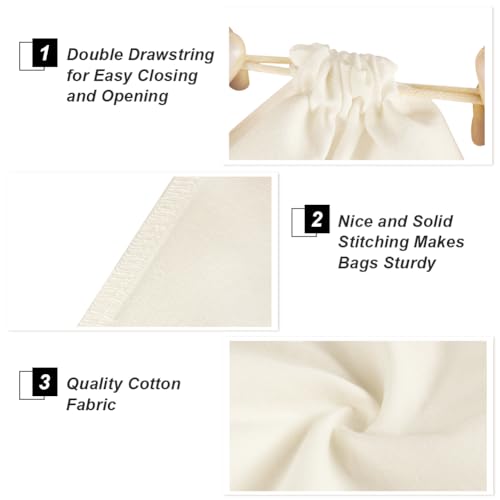 HRX Package 20pcs Little Muslin Bags 3x4 inches, Double Drawstring Cotton Jewelry Pouches Empty Sachet for Mini Gift Party...