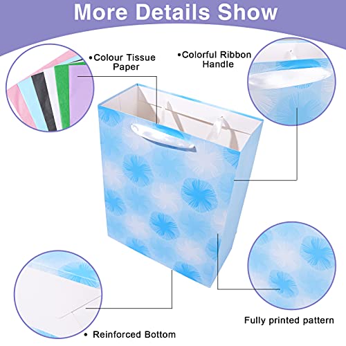 12 Pack Gift Bags Assorted Sizes and Designs, Gift Bags Bulk with Tissue Paper (5 Medium 8", 4 Large 11", 3 Extra Large 1...