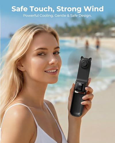 FrSara Portable Handheld Mini Fan, Small Rechargeable Personal Fan, Summer Travel Essentials with 3-Speed3, 2000mAh, Great...